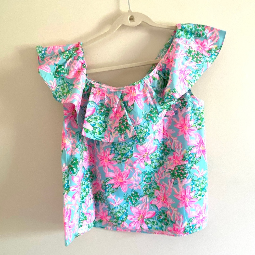 Lilly Pulitzer Zeldia One Shoulder Ruffle Top NWT - Picture 4 of 10
